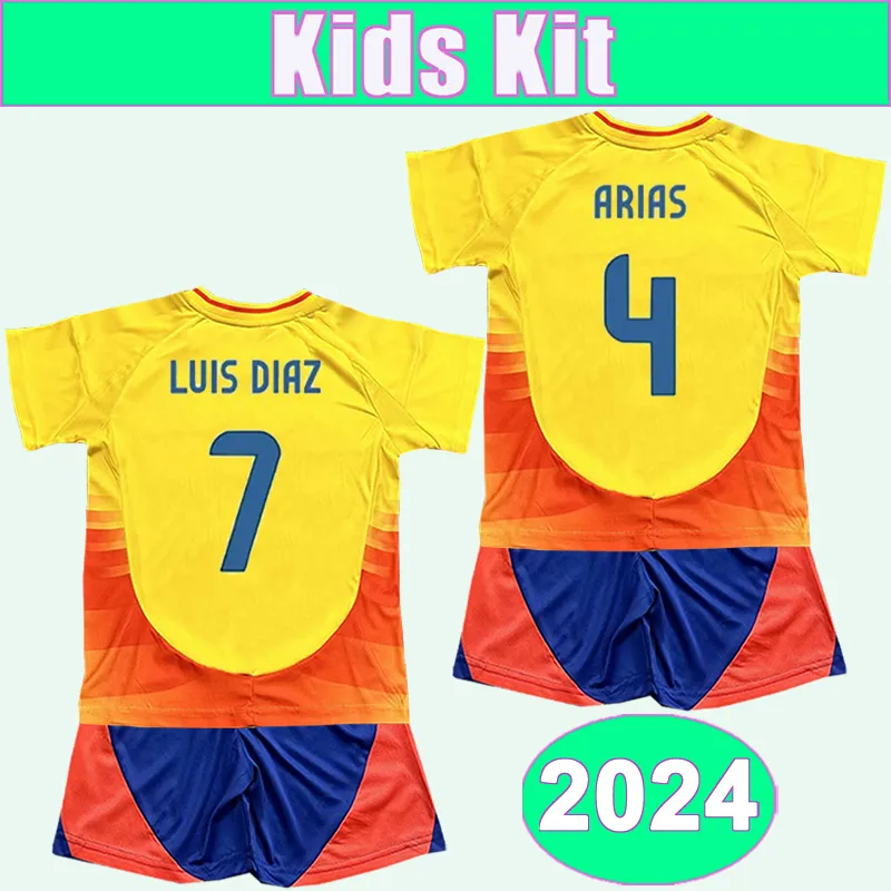 2024 Colombia National Team Kid Kit Soccer Jerseys Luis Diaz Borre Arias Home Football Shirts Adult Courte