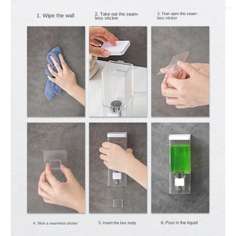Distributore di sapone liquido senza perforazione in plastica in plastica trasparente gel shampoo home