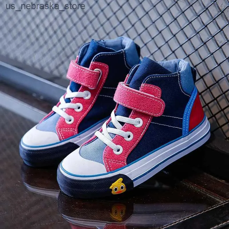 Sneakers Kids Shoes for Girl Autumn 2021 New Childrens High-top Canvas Shoes Casual Wild Boys Sneakers Girls Rainbow Shoes Kids Fashion Q240412