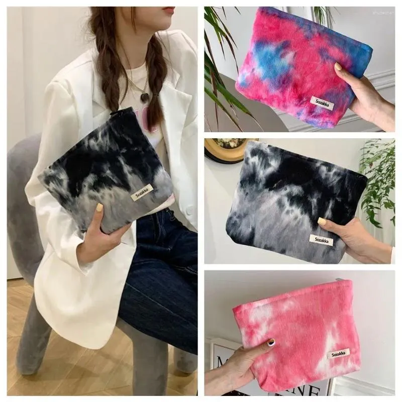 化粧品バッグ段階的な色Corduroy Makeup Bag Zipper Tie Dyeメイク