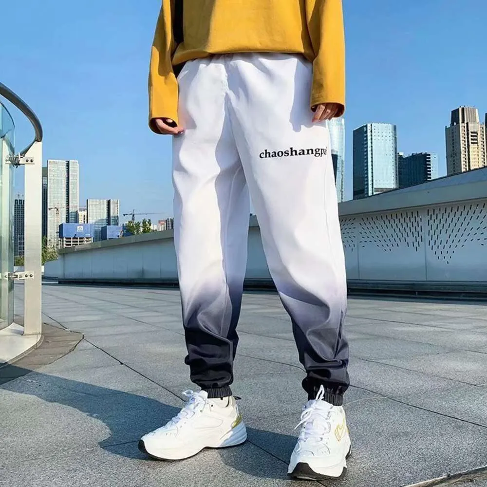 2020 Trendy Hip-Hop Leggings Men's Korean Version Trend Gradient 9/9 Sport Pants Super Hot Casual Pants Trend