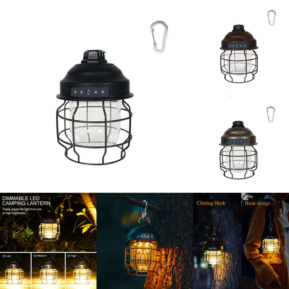 New Mini LED Vintage Outdoor Rechargeable 3600Mah Bulit-In Battery Camping Lights Waterproof Railroad Lantern For Tent Yard