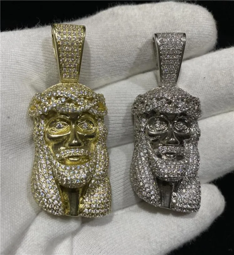 HIP HOP ICED OUT LA Collier pendentif Jesus Gold Silver plaqué Full Zircon Mens Bling Jewelry Gift3849958