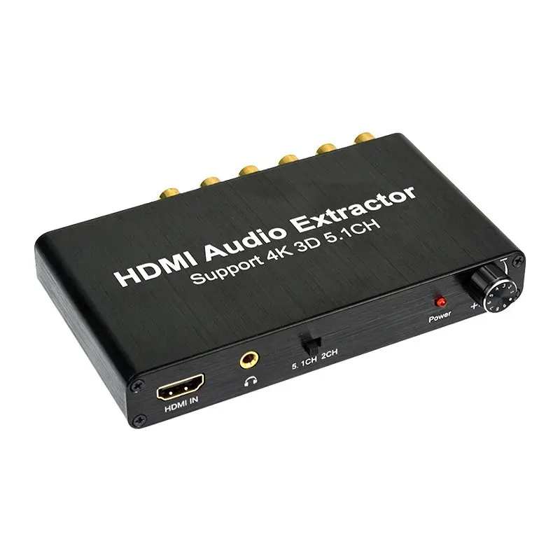Новый 2024 4K 5,1CH HDMI Аудио -экстрактора декодирования коаксиального до RCA AC3/DST до 5.1 Аналоговый преобразователь усилителя для PS4 DVD -плеер HDTV для DVD PS4 DVD