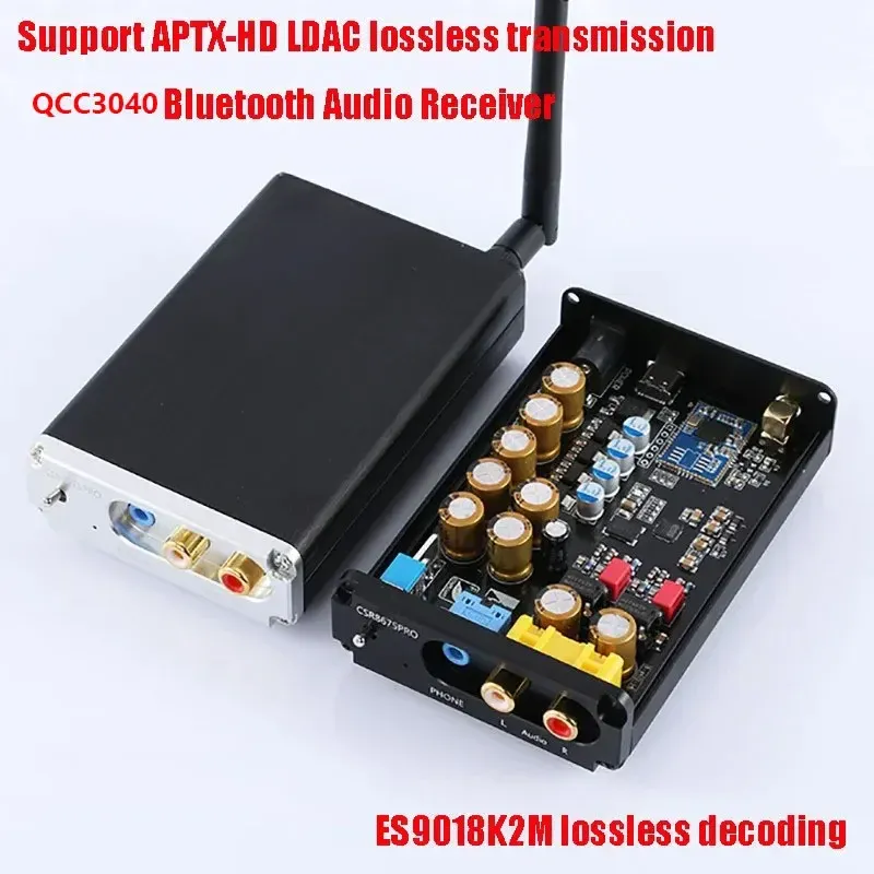 Adaptador Audiophile Bluetooth Receptor de áudio ES9018K2M DAC Bluetooth 5.2 Decodificador de áudio HiFi QCC3040 APTX FORMAT FECHE