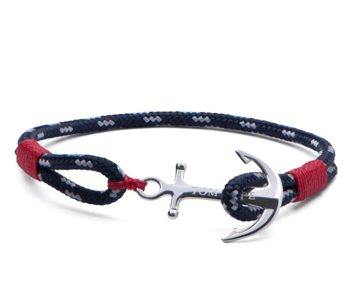 Tom Hope 4 Chaînes de filetages rouges Bracelet ancre en acier inoxydable Bracelet avec boîte et Th012332301