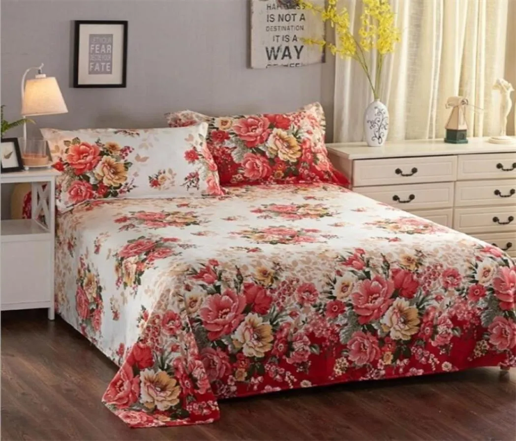 1pc Landagem floral lençol macio grande tamanho grande 230x230cm lençol plano espessa folha de cama sem fronha 2011131070715