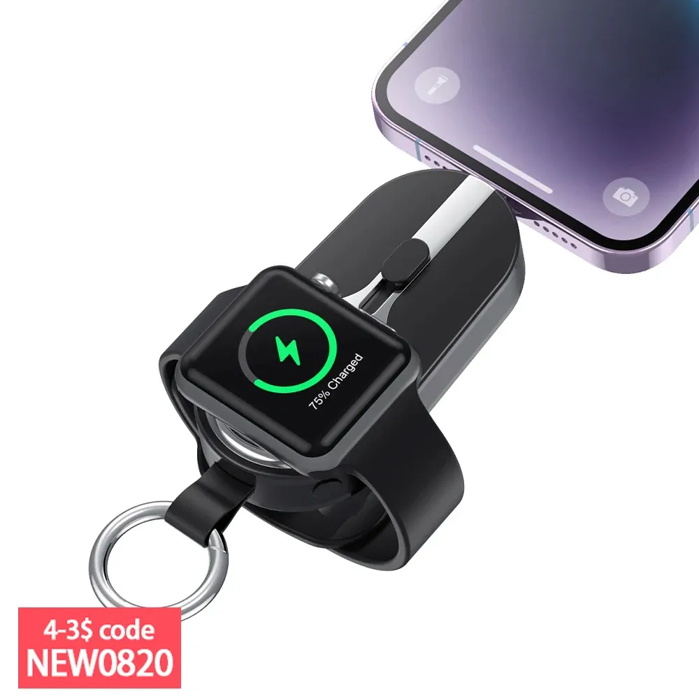 Rings Portable Keychain Power Bank Apple Watch Charger Mini Battery Pack Backup Spare External Battery for iPhone Xiaomi Samsung