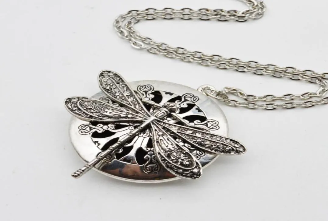 5pcs Dragonfly Design Lockets Vintage Essential Oil Diffuser Necklace Aromatherapy Locket Pendant Statement Necklace Jewelry Gift 8706701