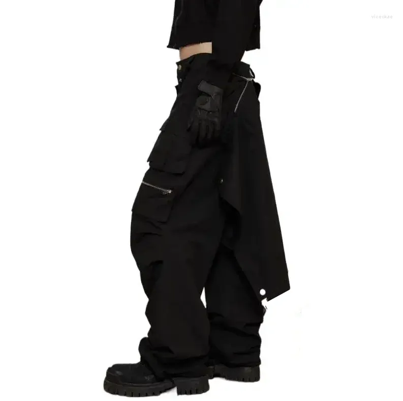 Pantalon masculin de style avant-garde Techwear Black Baggo Cargo Men Hop Hop Femmes