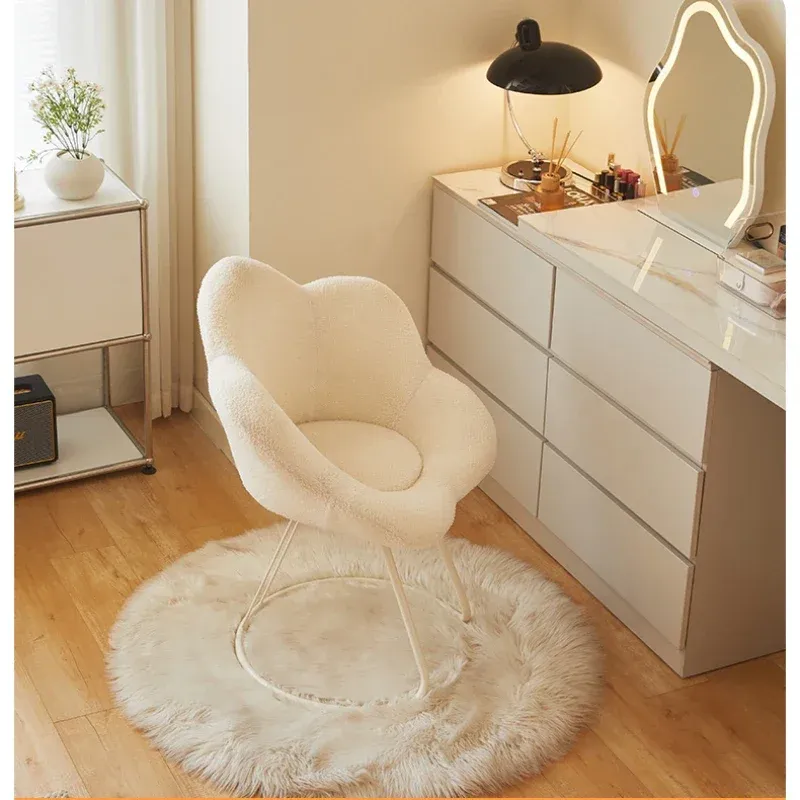 chinese dress ladies Modern White Vanity Stool with Back Velvet Upholstered Acrylic Vanity Chair  for Bedroom main image 0
