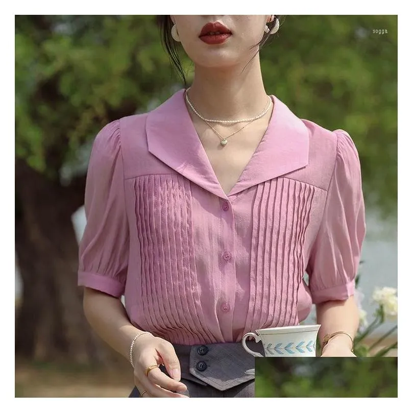 Camicette da donna camicie dolci magliette delicata femmina 2023 primavera estate viola coreana chic top drop drop drop drop dhdlq