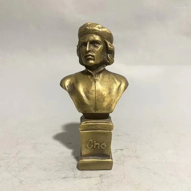 Dekoracyjne figurki antyczne mosiężne wielki przywódca Ameryka Południowa Che Guevara Statua Brązowy pusty vintage ozdoby Dekoramenty Crafts Crafts