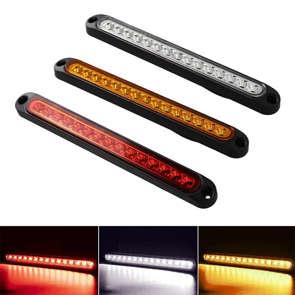 2X LED Flowing Amber Tail Light Strip – 15 LED, 12-24V – Stop/Brake/Turn Signal For Truck Trailer
