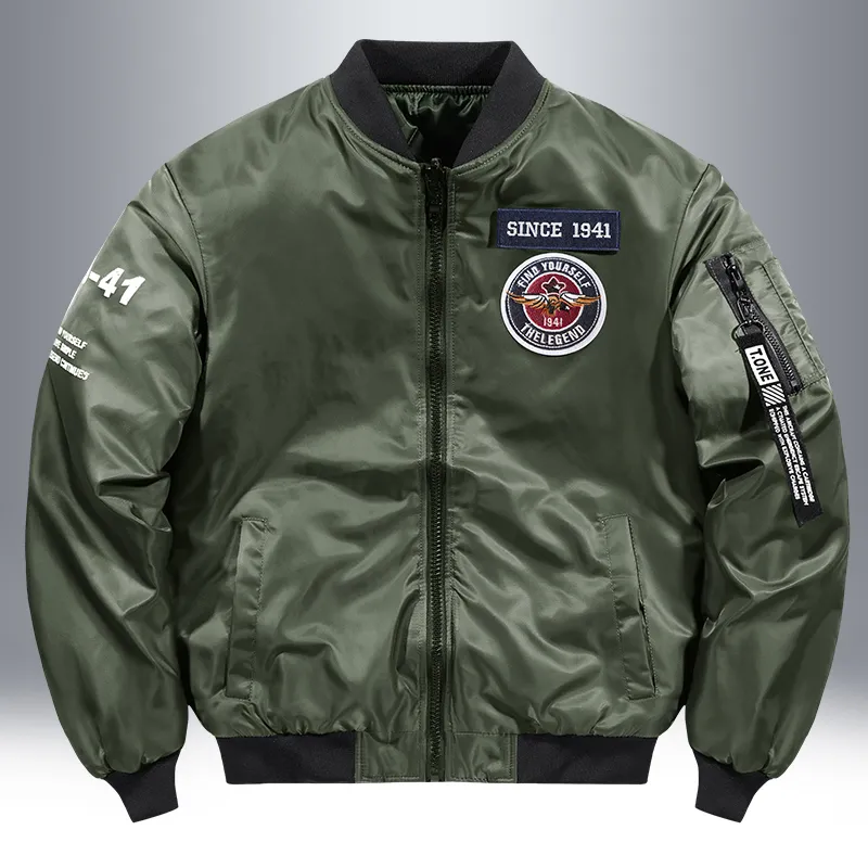 Mens Reversible Bomber Military Jacket Waterproof Embroidery