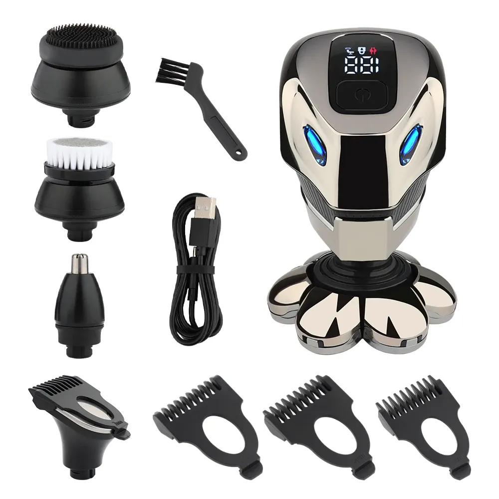 Rakare 7D Electric Head Shaver för skalliga män högkvalitativa vattentäta LCD -huvuden Rakare Electric Men's Grooming Kit Cordless uppladdningsbar