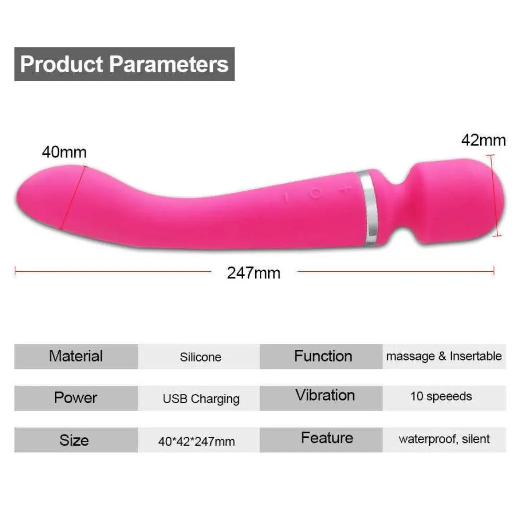 20 vitesses Power Dildos AV Vibrator magic Wand Sex Toys for Women Clit Clitoris Stimulator intime Goods Adults 2106232117689398