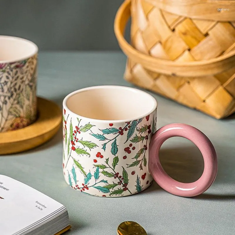 Mugs Mug Coffee Cup Painted Ceramic Big Ear Milk High Quality Breakfast Home Office Birthday Holiday Gift Drinkware