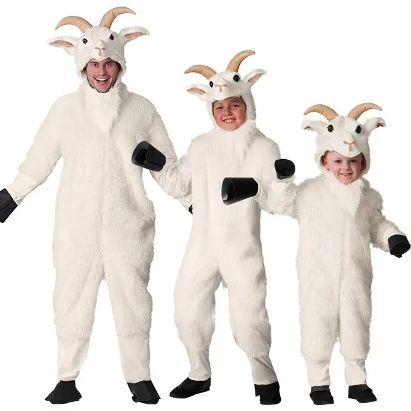 Deluxe Kids Goat Costume – Farm Animal Outfit With Fur, Horns & Hooves For Halloween & Dress-Up (Large) - View #3