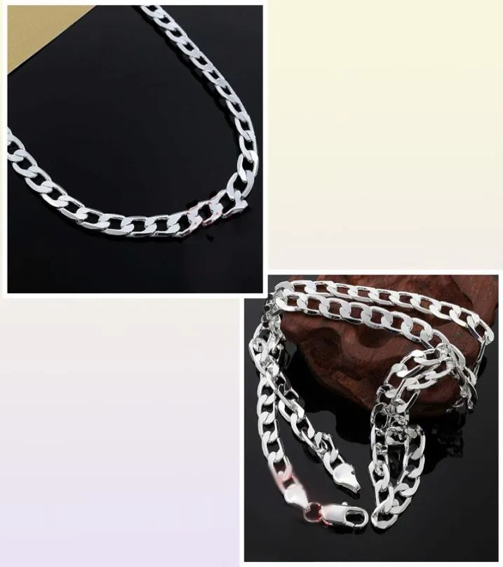 Chains 925 Sterling Silver 8mm 1624 Inch Men Necklace Side Chain Atmospheric Statement Gift Party 2022396