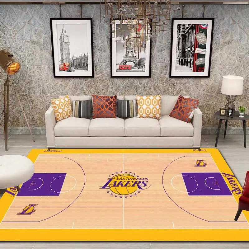 Basketball 3 Point Line Rug 3D Printed Basketball Court Carpet Rug, Non-Slip Floor Mat for Home ...