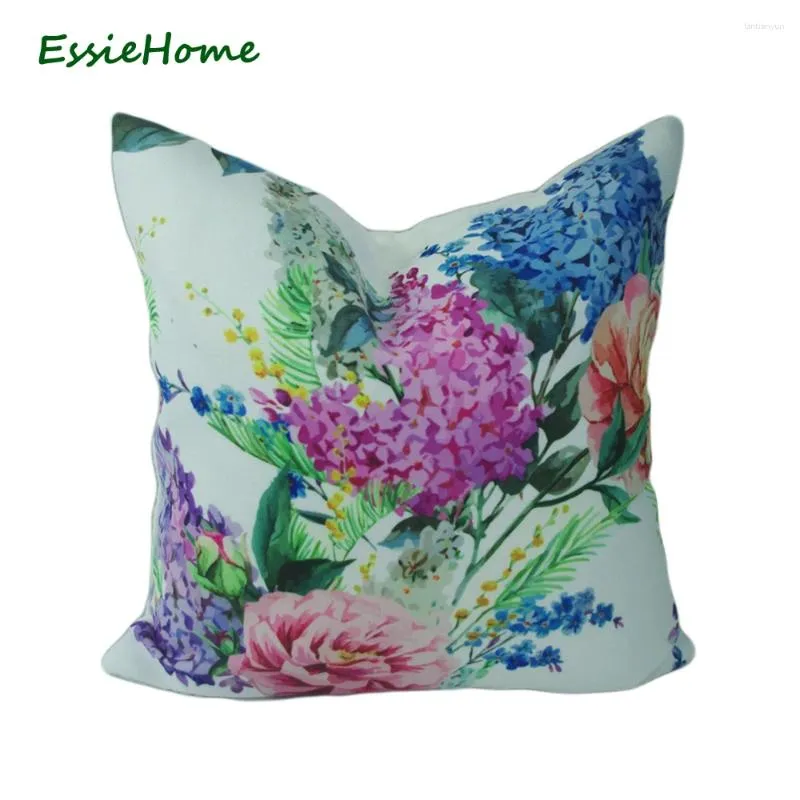 Oreiller Essie Home Linet haut de gamme à imprimé numérique motif floral Hortensia Tropical Cover Cover Case Throw