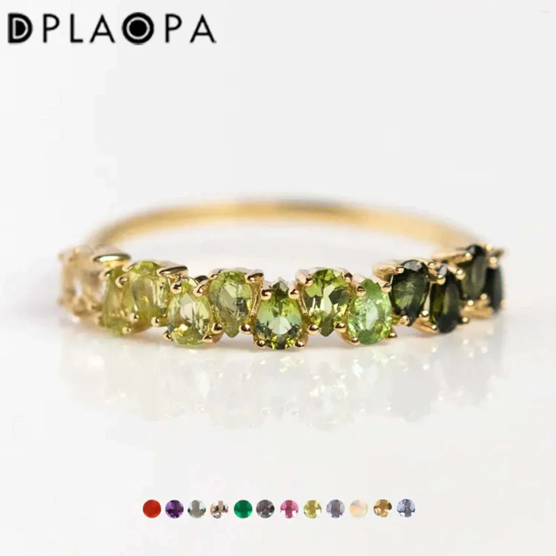 Clusterringen dplaopa 925 Sterling zilveren kleurrijke groene cz zirkoon opalen kristallen ring vrouwen luxe fijne sieraden 2024 juwelen