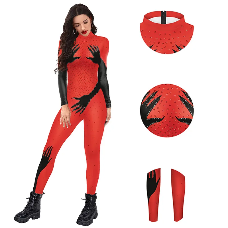 赤いフリンジ付きボディスーツ CFIPLM004883_RSF171_100__71788