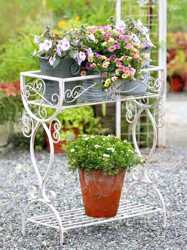 Placas decorativas Stand Floor Floor A Outdoor Courtyard Garden Balcony Terrace Decoration Rack de armazenamento multi-camada