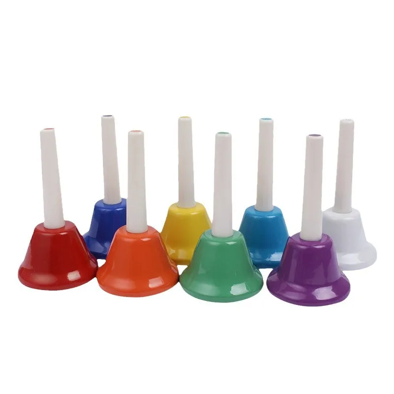 Handklockor Färgglada dioniska metallklockor Hand Percussion Bells Musical Bells for Classroom Party