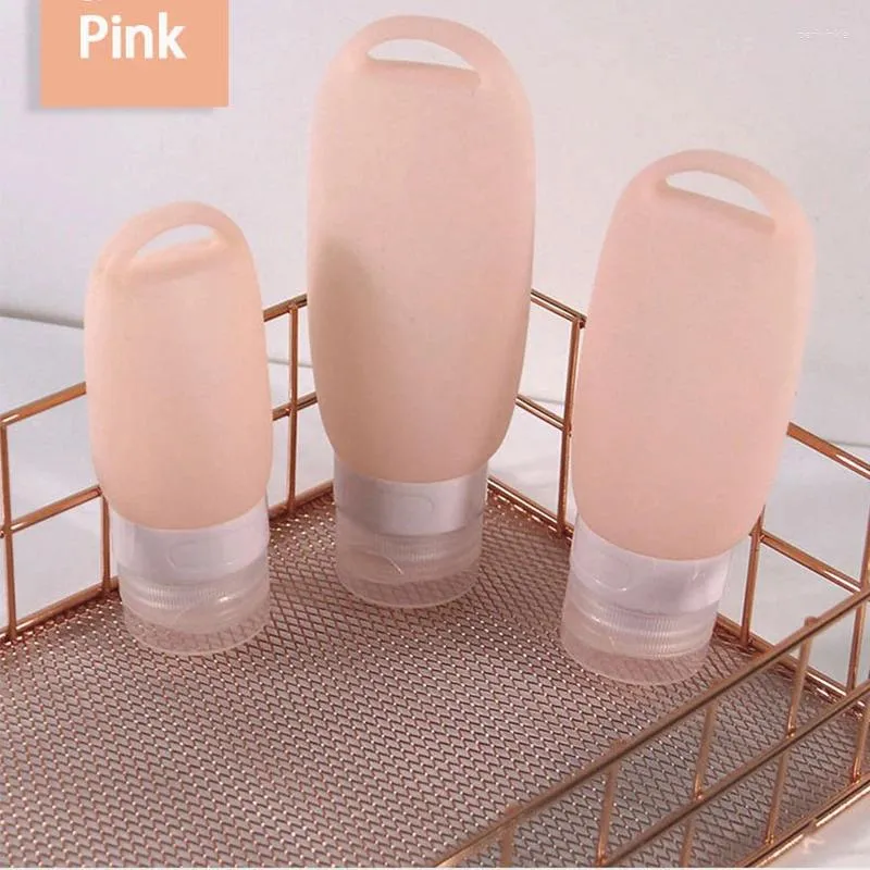 Storage Bottles Silicone Refillable Travel-Pack Keychain Small Round Cute Portable Case Empty Shampoo Container 38/60/90ml Squeeze