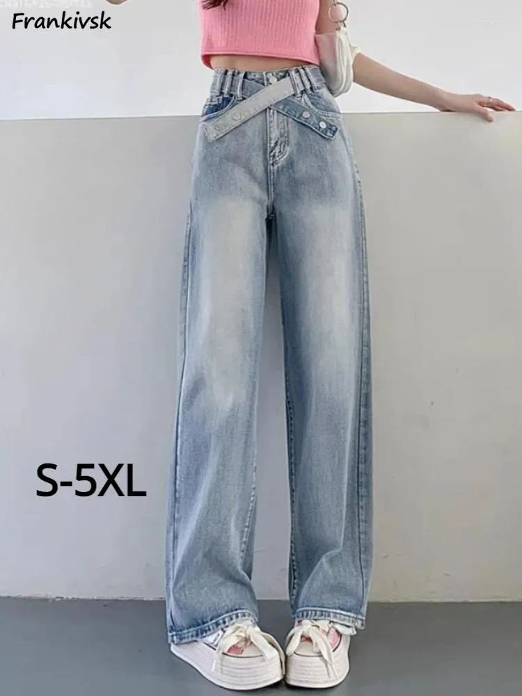 Женские джинсы Женские офис офис Леди высокая талия уличная одежда ретро -мешковатые брюки жизнеспособность летняя осень корейский стиль.