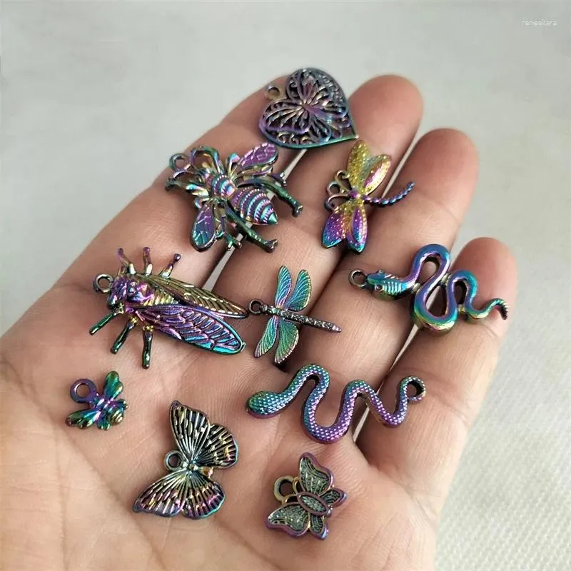 Charms 10st Mix Cartoon Snake Insect Bee Heart Butterfly Charm Pendants Diy örhängen armband halsband smycken gör hantverk