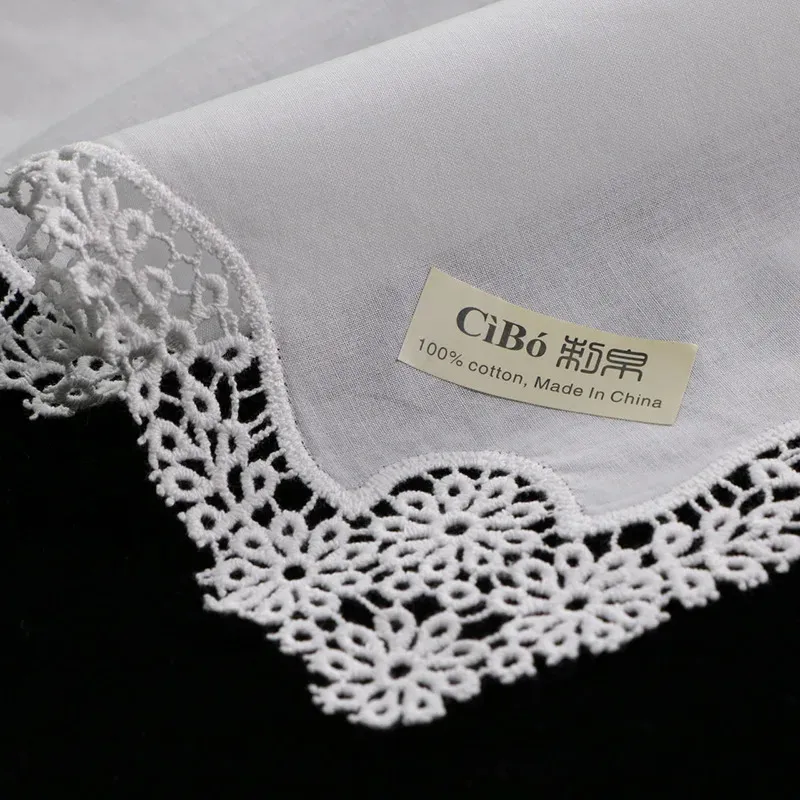 A006 White 100 cotton 10 piecespack lace handkerchiefs blank crochet hankies for womenladies wedding gift 240401