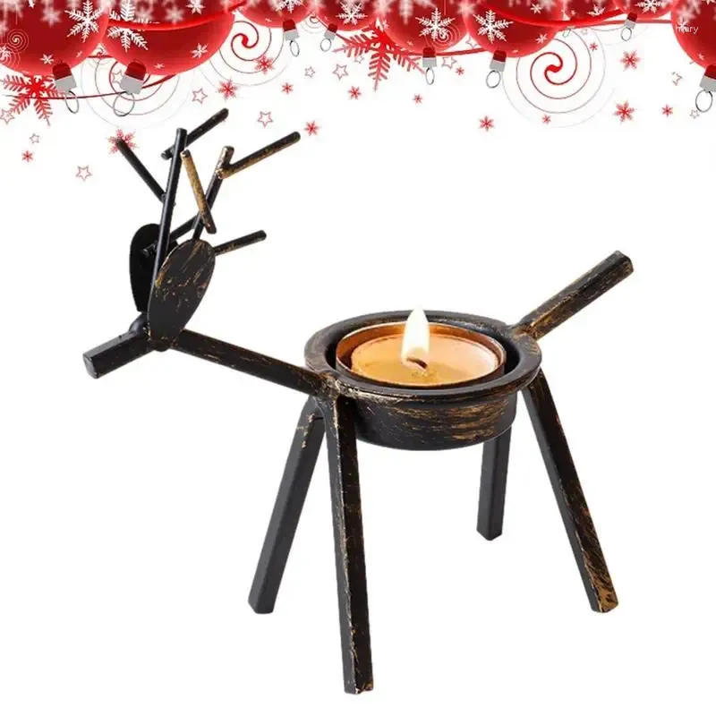 Kaarsenhouders rendier thee -lichthouder vintage black metal kaarslicht diners Home Christmas Decoratie