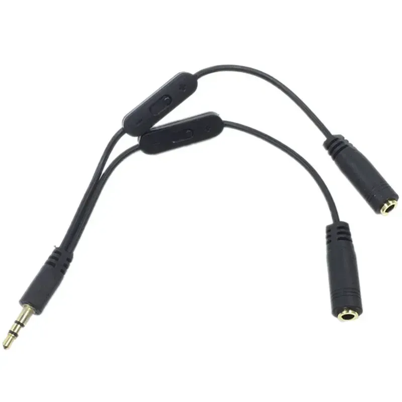 3.5 Jack Splitter mâle à 2 femelles Jack 3,5 mm Câble audio stéréo A adaptateur Adaptateur Volume Contrôle du casque Téléphone AUX Câble