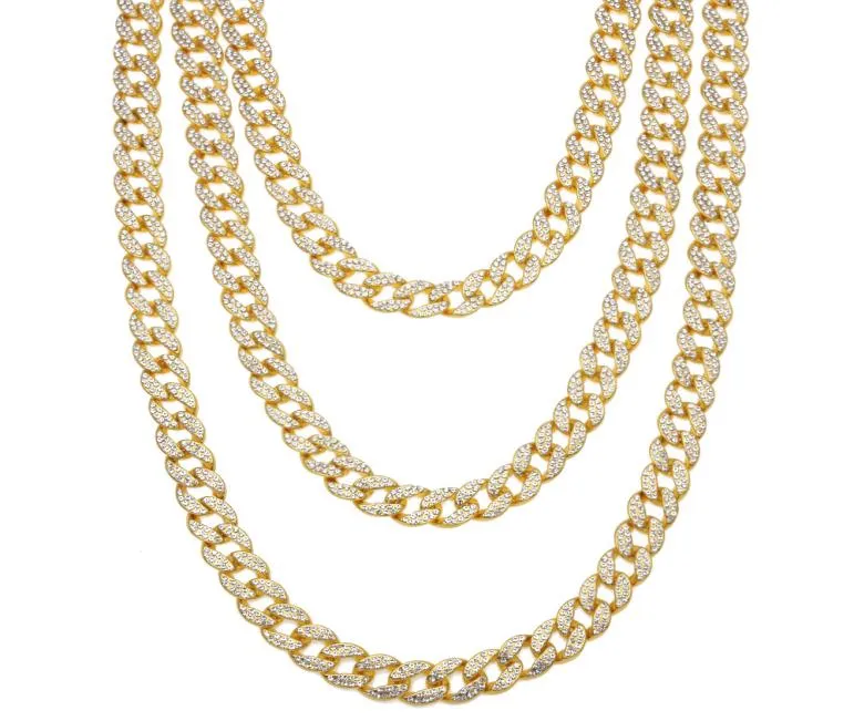 Hip Hop Chaînes Iced Out for Men S Miami Long Heavy Gold plaqué Collier Cubain Collier Mens Rappement Rappement Rivière Gift2459439