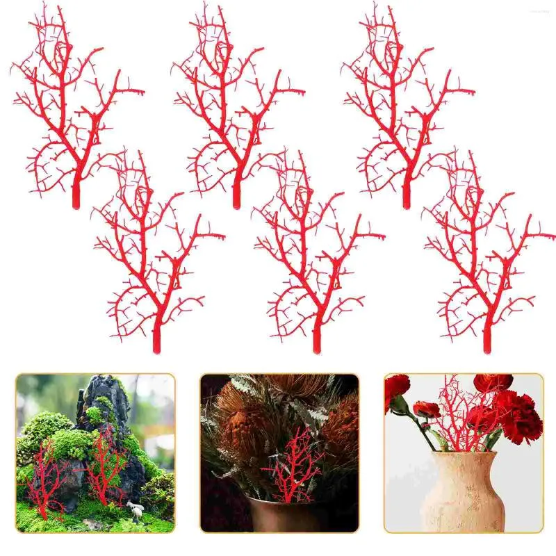 Fleurs décoratives 6 pcs Twigs simulés Plantes d'arbres Branches Fermage pour décoration Home Plastic Fake Centombe Piece