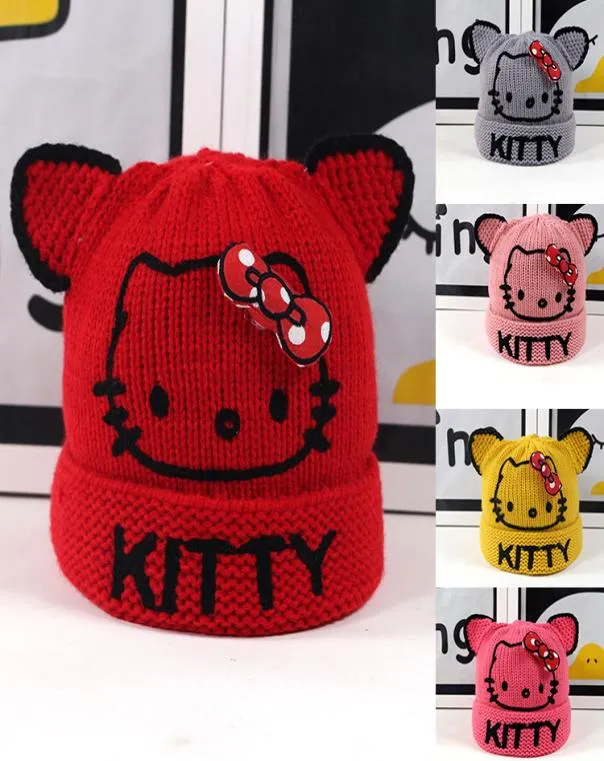 Cappelli invernali per bambini con gatto di cartoni animati per bambini inverno a maglia berretto morbido per bambini protezione cappello da cappello per bambini5783404