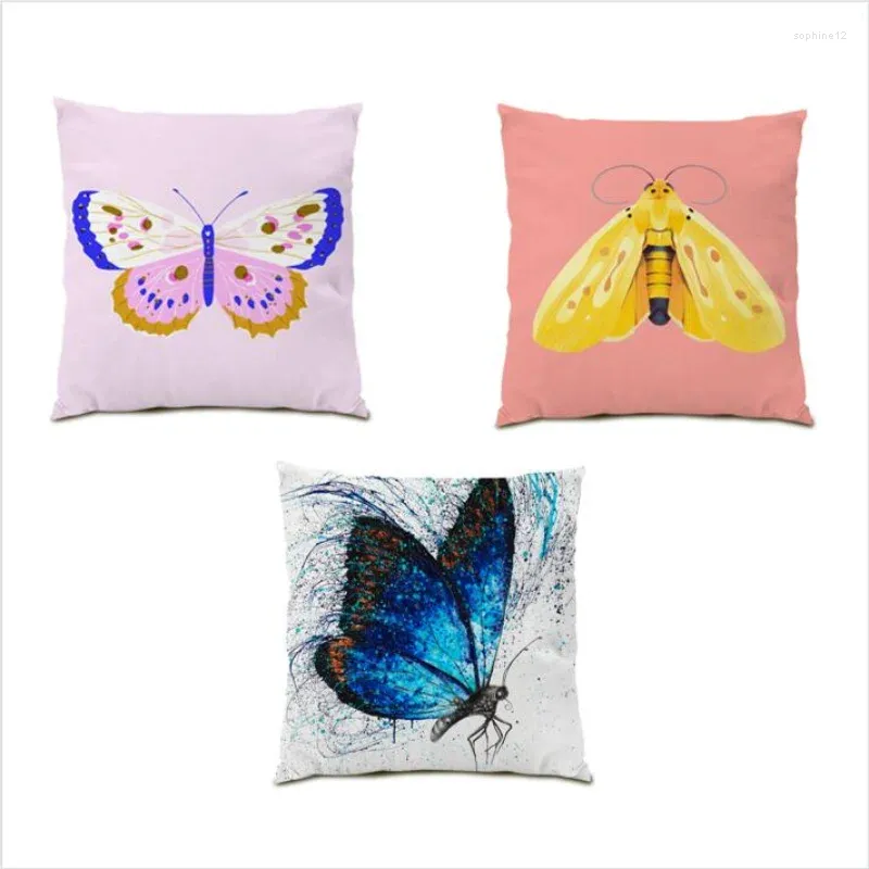 Pillow Butterfly Couvre décoration Géométrie de couleur de maison 45x45cm Stripes Plaids Print Throw Covers E0204