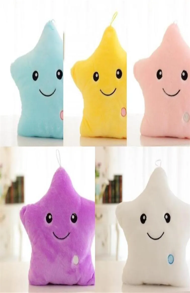 LED Flash Light Hold Pillow Five Star Doll Plush Djur fyllda leksaker 40 cm Belysningsgåva Barn Julgåva fylld plysch Toy4482016