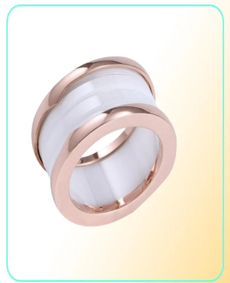 fashion titanium steel love ring silver rose gold lovers white black Ceramic couple gift color Bridal Sets Classic Spring Ring5054540