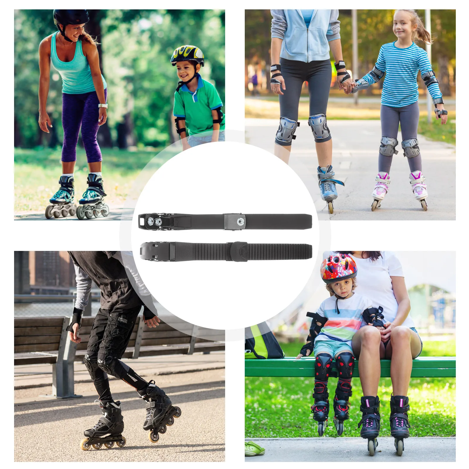 2pcs Sturdy Replacement Inline Roller Skate Shoes Energy Strap + Buckle