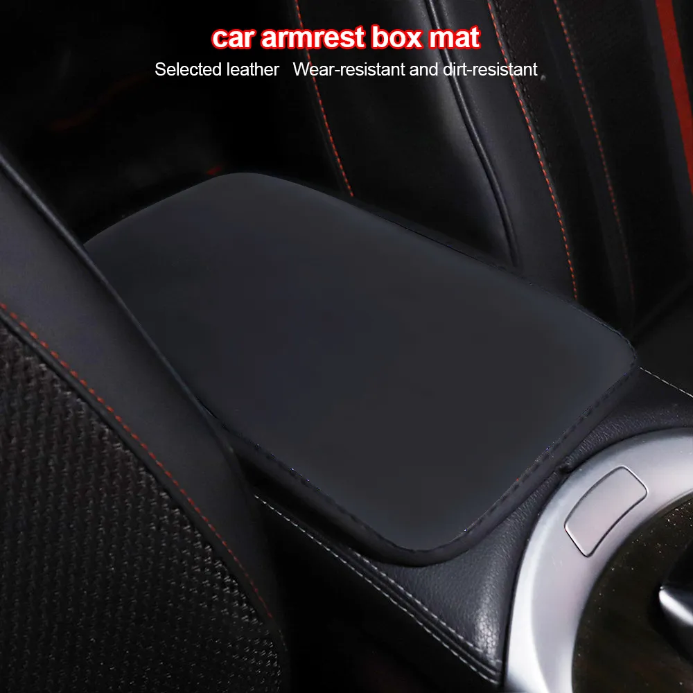 Leather laser printed car armrest seat box protective cover with ...