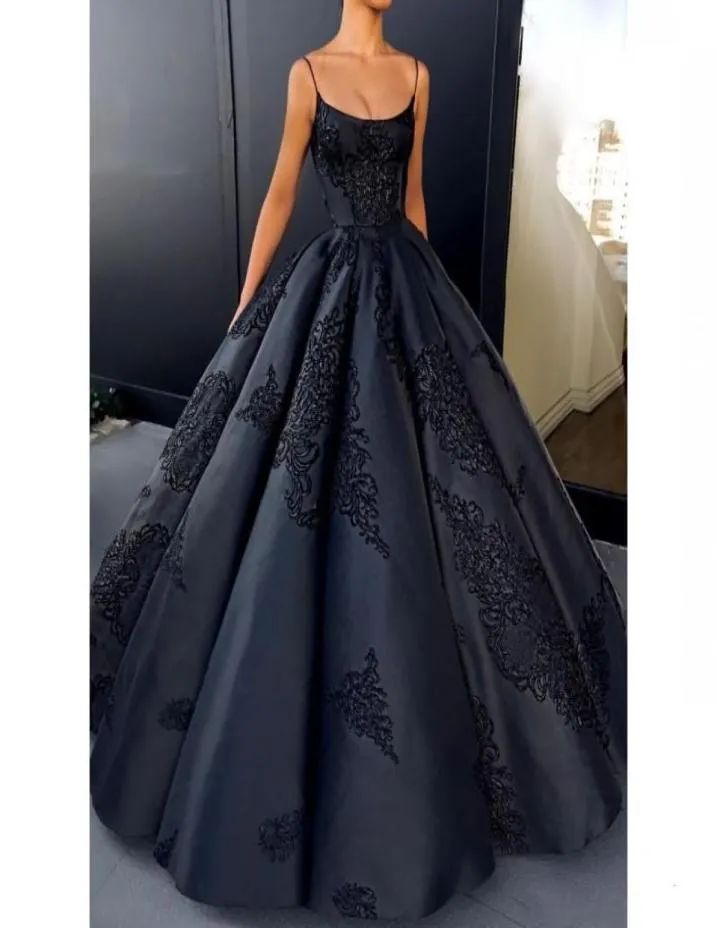 2018 Fashion Women New Designer Good Caffenge Black Scoop Spaghetti Ball Hown Свадебные платья свадебные платья3815460