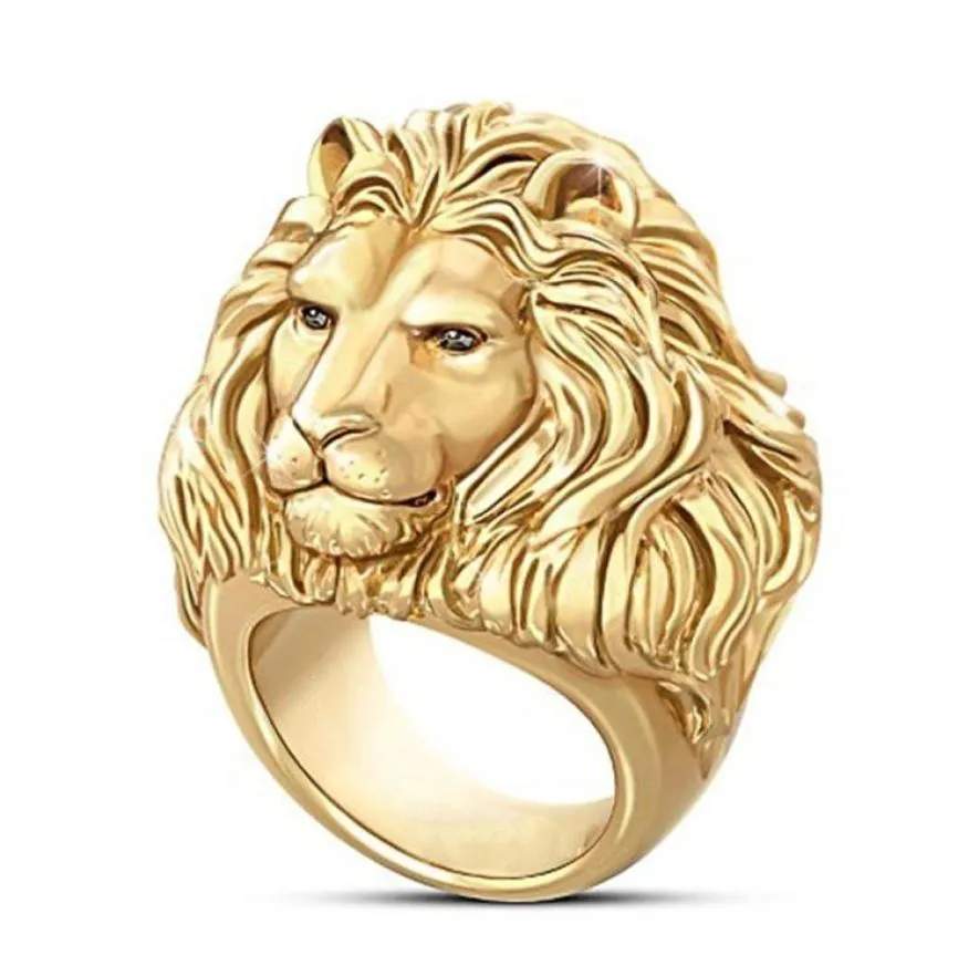 Marka Juerain Plane Gold Lion Head Men Ring of Forest Punk Animal Male039s Modna moda i styl rocka Pierścień prezentowa 26151877890