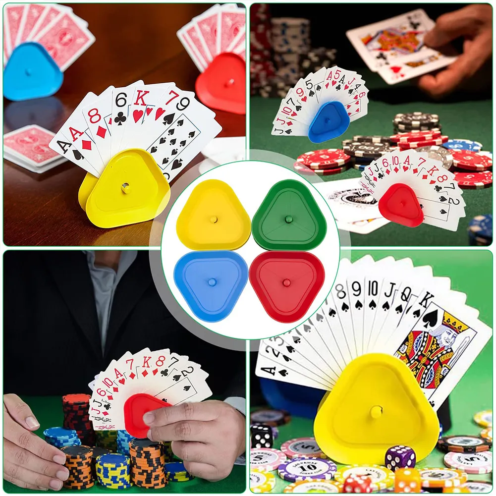 Set Of 4 Triangular Playing Card Holders – Plastic Card Holders For Easy Game Nights - View #10