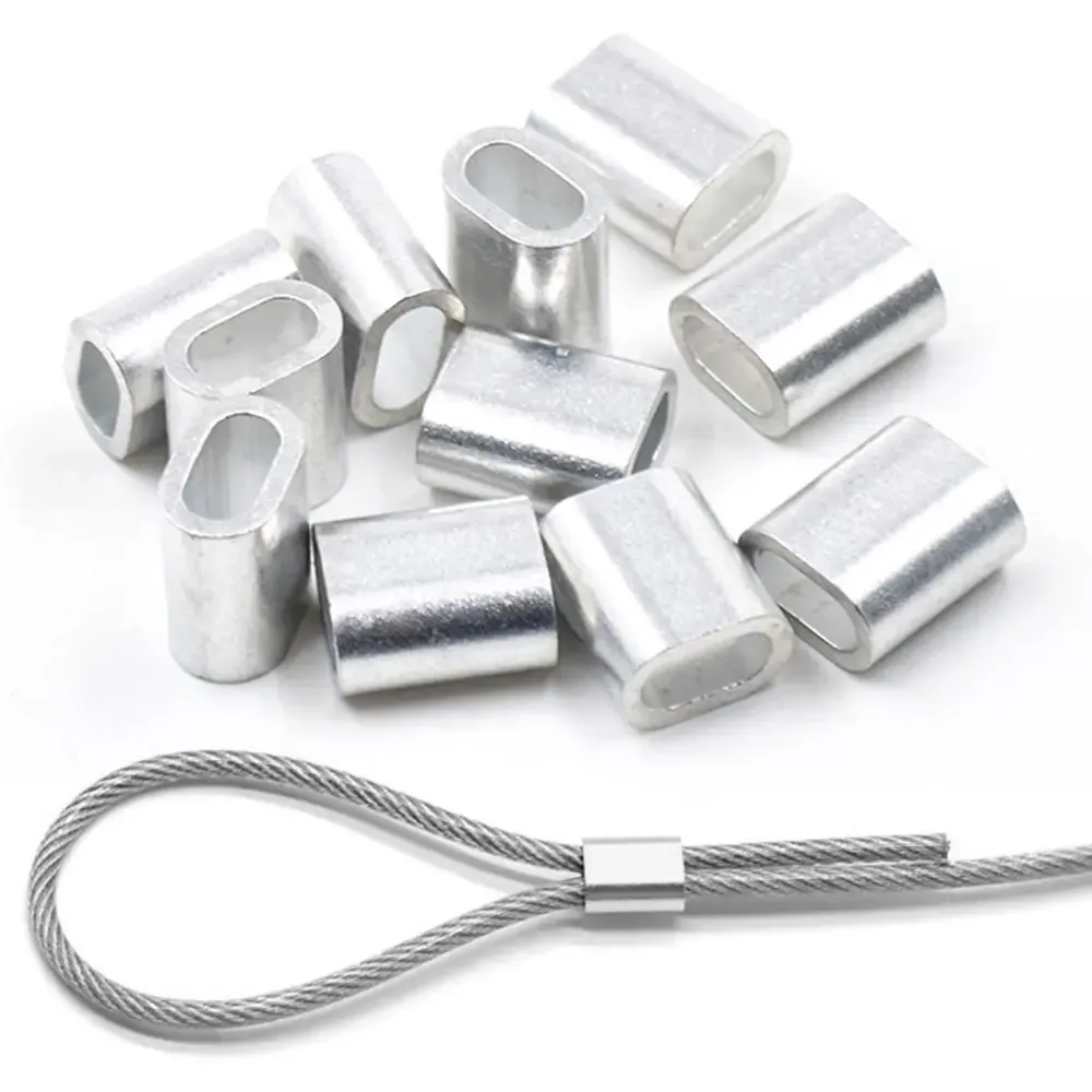 SHOUCAN Aluminum Crimping Loop Sleeve, Double Barrel Ferrule For Wire Rope And Cable Line End, 100 Pcs M2.5-M5,100Pcs M2.5