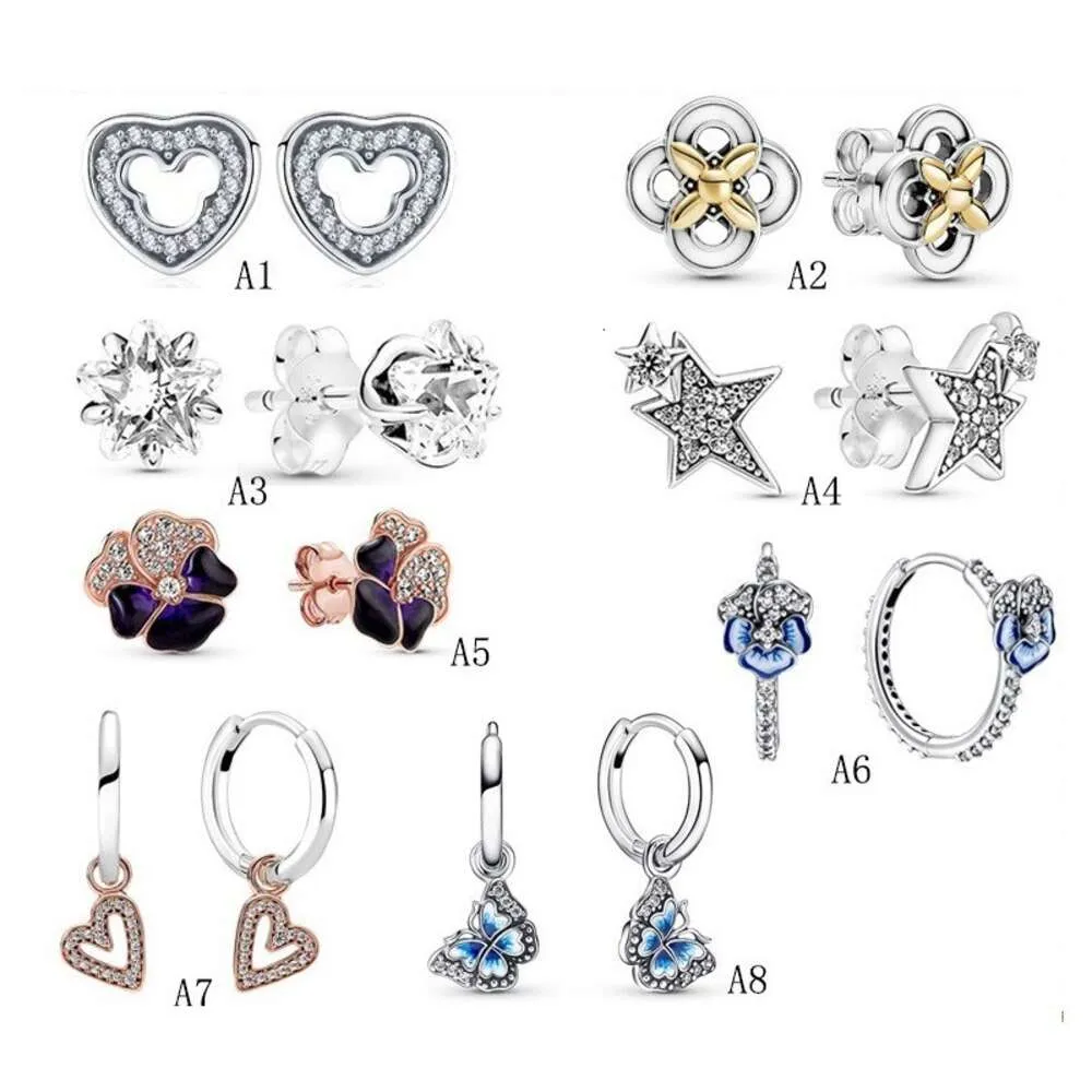 Designer smycken pandoras örhänge s925 rena silver örhängen ny produkt stjärnhimmel fem poäng stjärna örhängen älskar fjärilsstil örhängen och örhängen