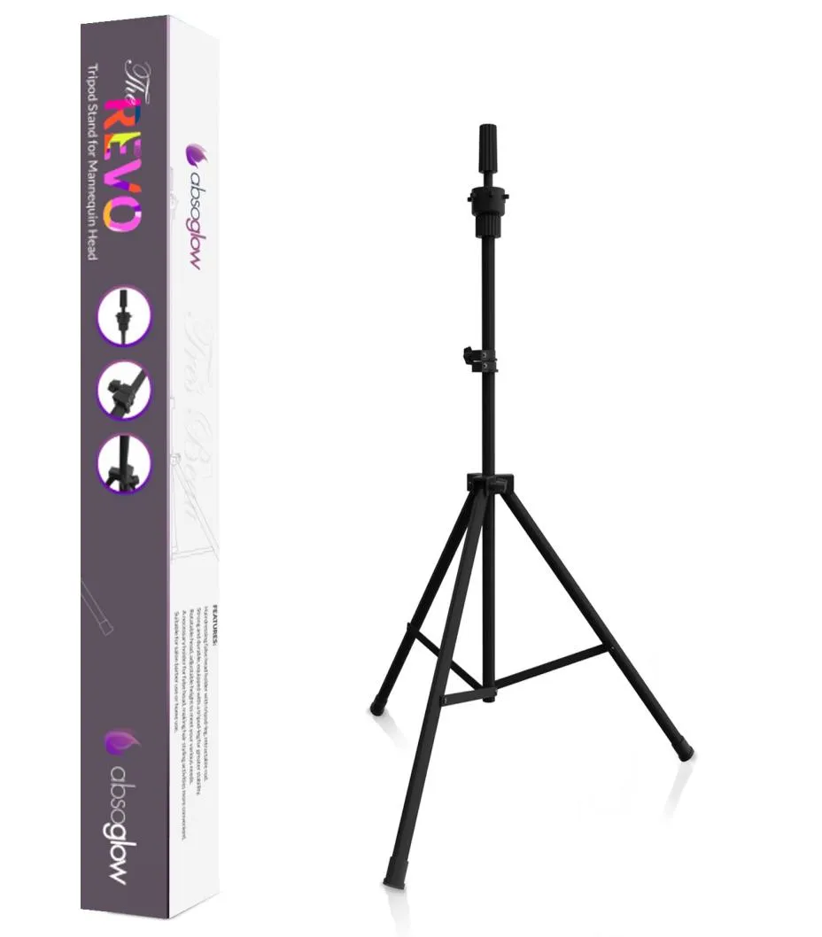 De Revo Wig Mannequin Head Tripod Stand met draagtas voor cosmetologie door Absoglow 2M5444812